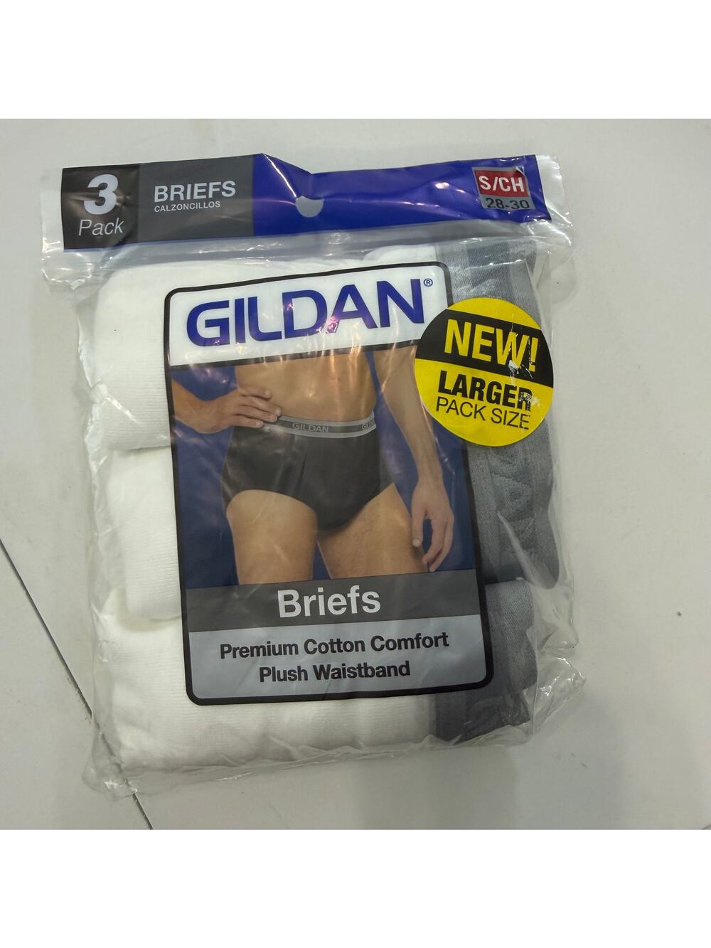 Gildan Mens White Briefs 3 Pack Size Small NEW Premium Cotton Plush Waistband